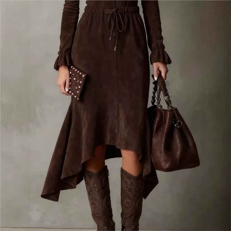 เดรสยาวทรงเข้ารูปแขนยาวสไตล์วินเทจสำหรับผู้หญิง แต่งซิป ทรงเมอร์เมด ชุดราตรีหรูหรา คอทรงโอ ผ่าข้าง