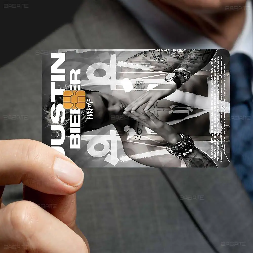 Popular Singer J-JustinS B-BieberS Credit Card Skin Stickers No Adhesive Residue Water Proof For Credit Card Subway Access Card