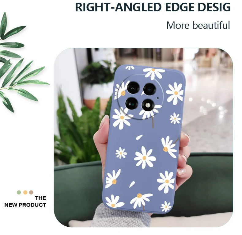 Charmante Gänseblümchen-Handyhülle für Oneplus 15 15R 13 13R 12 12R 11 10 10T 9R 9RT 9 8T 8 7T Pro Flüssigsilikon-Cover – Detail 5