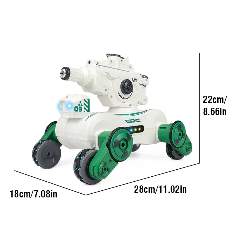 2.4G RC خزان رذاذ الانجراف ضوء 4 عجلة القيادة المزدوج التحكم عن بعد لفتة سوينغ الذراع متعددة الوظائف الميكانيكية الكلب روبوت لعبة طفل