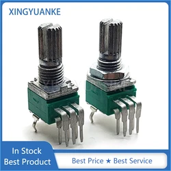 5PCS RV0972G RK097 Vertical Duplex Potentiometer B5K B10K B20K B50K B100K Flower Shaft Length 15MM Bent Foot 6-Pin