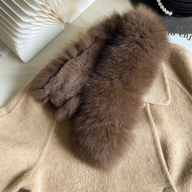 Écharpe lapin renard et rex en forme de V, écharpe amincissante double face en fourrure entière pour la chaleur de l'hiver, col pour femme