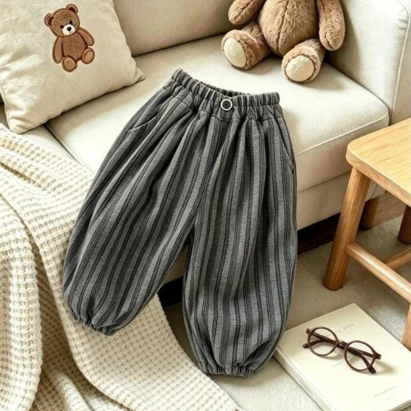 Children Spring Autumn Loose Elastic Cuff Korean Style Casual Pants Unisex Baby Fashion Trousers