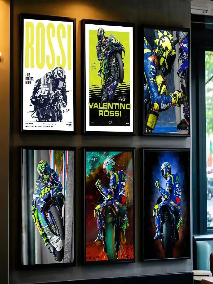 Motorcycle Racer Valentino Rossi Poster Art Print Wall Decor for Living Room Bedroom Home Decoration Gift