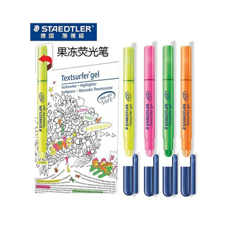 1pcs STAEDTLER 264 Gel Highlighter Pen Textsurfer Rotating Lipstick Gel Marker Solid Fluorescent Yellow Green Blue Rose Orange