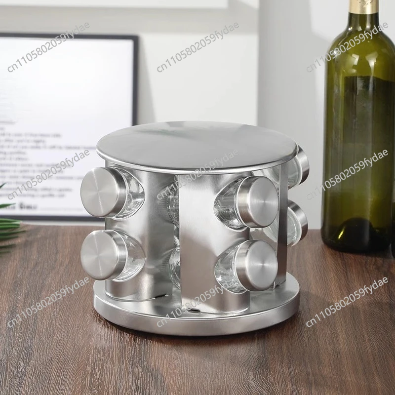 Kitchen Table, Countertop, Rotating Seasoning Tank, Stainless Steel Salt Tank, Five-spice Powder Storage Rack Combination