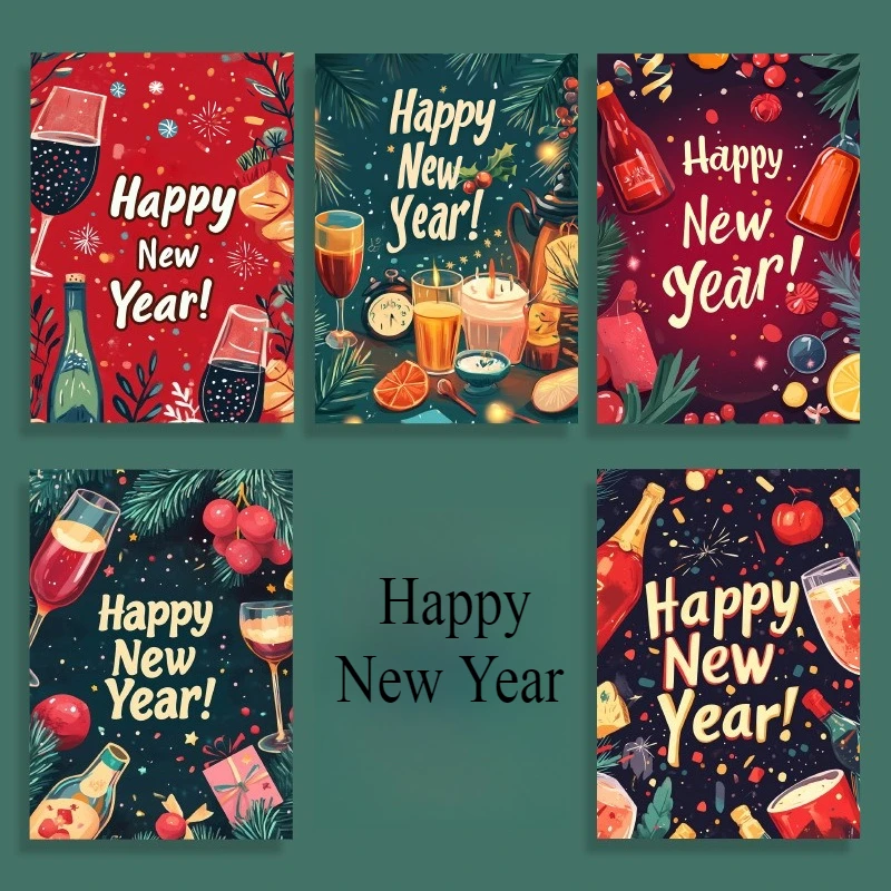 

Christmas New Year Greeting Card Spring Festival Gift Card 11.4X8CM Handwritten Blessing Message Card Gift Decoration Small Card