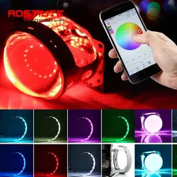 2PCS Car Demon Eyes Devil AngelEyes RGB Halo Rings for Car Motorcycle 2.5/2.8/3.0inch Projector Lenses Retrofit DRL Decoration
