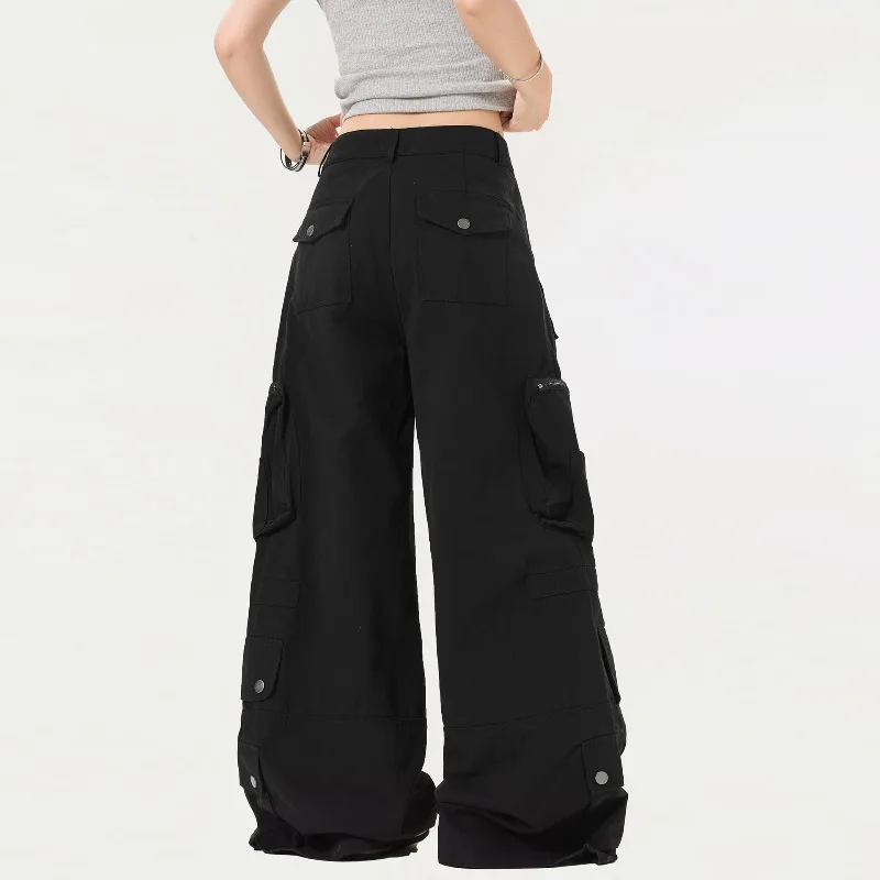 OR FL American Streetwear Brand Function 100 Cotton Women Cargo Trousers Multiple Pockets Baggy Wide Leg Slacks Women's Y2k Pant
