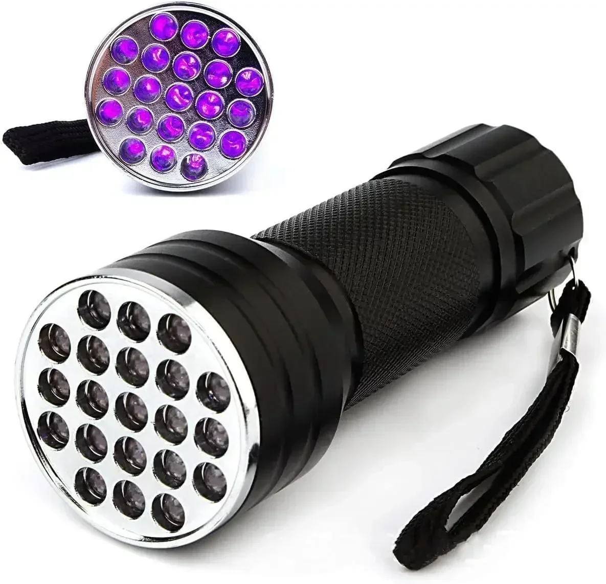 Skywolfeye 6PC 365nm UV Flashlight Black Light 21 LED Llight with AAA Battery and 8 Slot Charger for Pet Stain Scorpion Finder