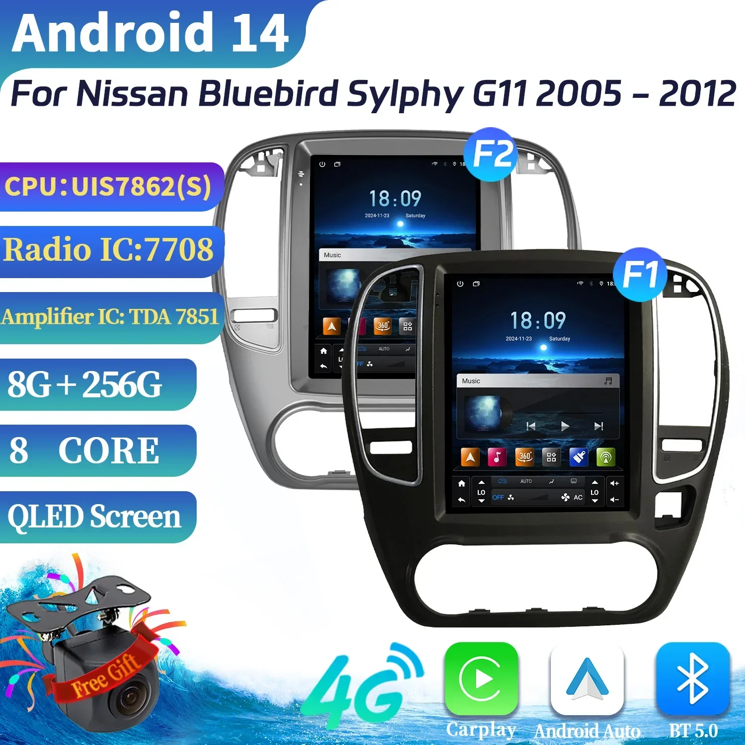 9.7inch Android 14 For Nissan Bluebird Sylphy G11 2005-2012 Car Radio Multimedia Navigation GPS Wireless CarPlay Touch Screen