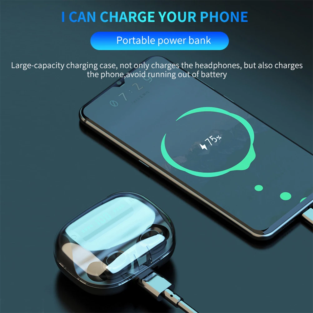 

Wireless Earbuds Headphones Charging Wireless Earphones Case Waterproof Ergonomic LED Hifi Noise Touch Portable