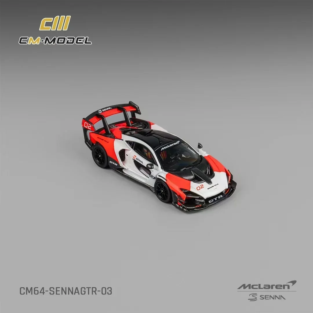 CM en Stock 1:64 Mclaren Senna GTR blanc rouge moulé sous pression Diorama modèle de voiture Collection jouets