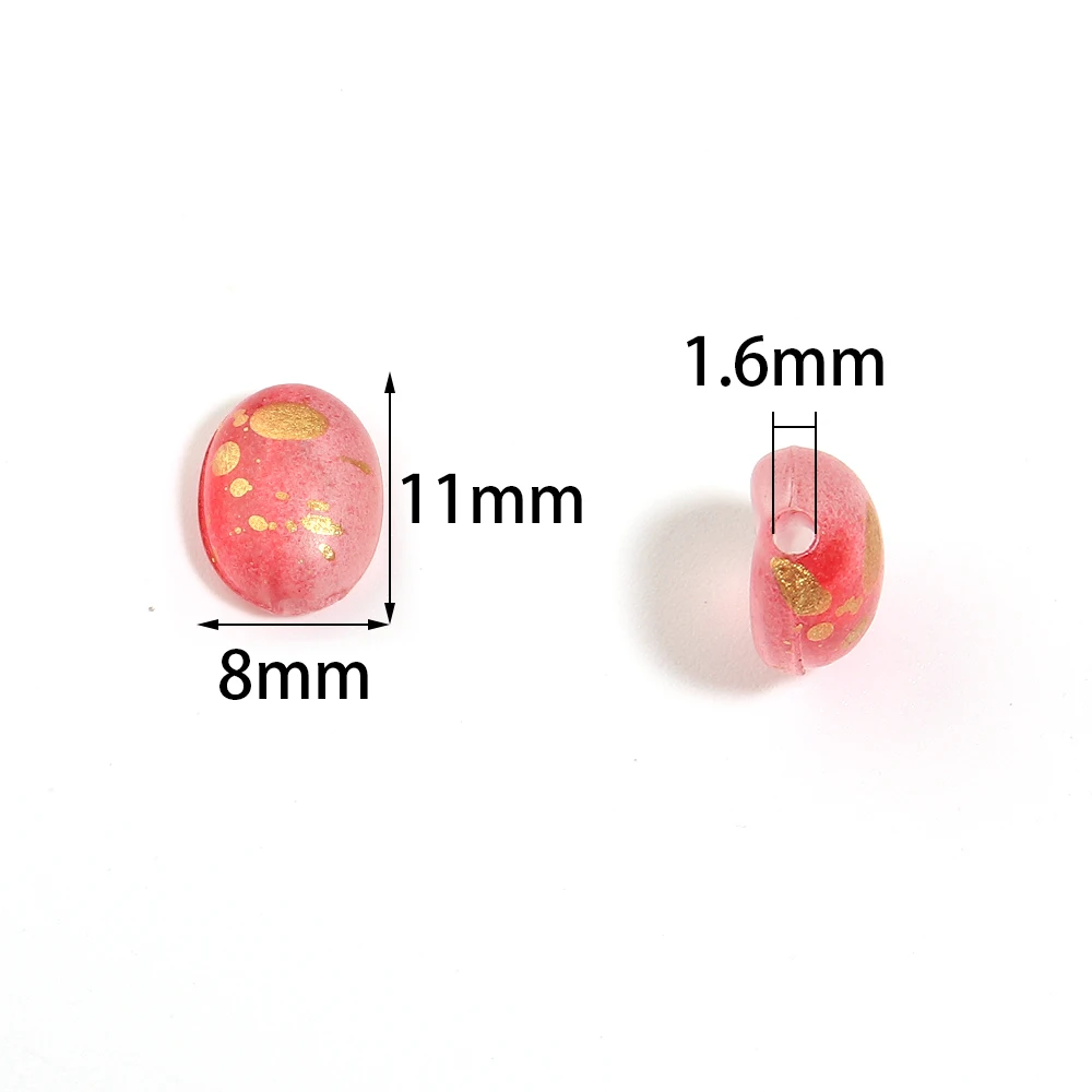 100 Stück zweifarbige, goldfarbene, mattierte Acrylperlen, Kaffeebohnen-Form, lose Abstandsperlen für die Schmuckherstellung, DIY-Armband, Halskette, Zubehör – Detail 1