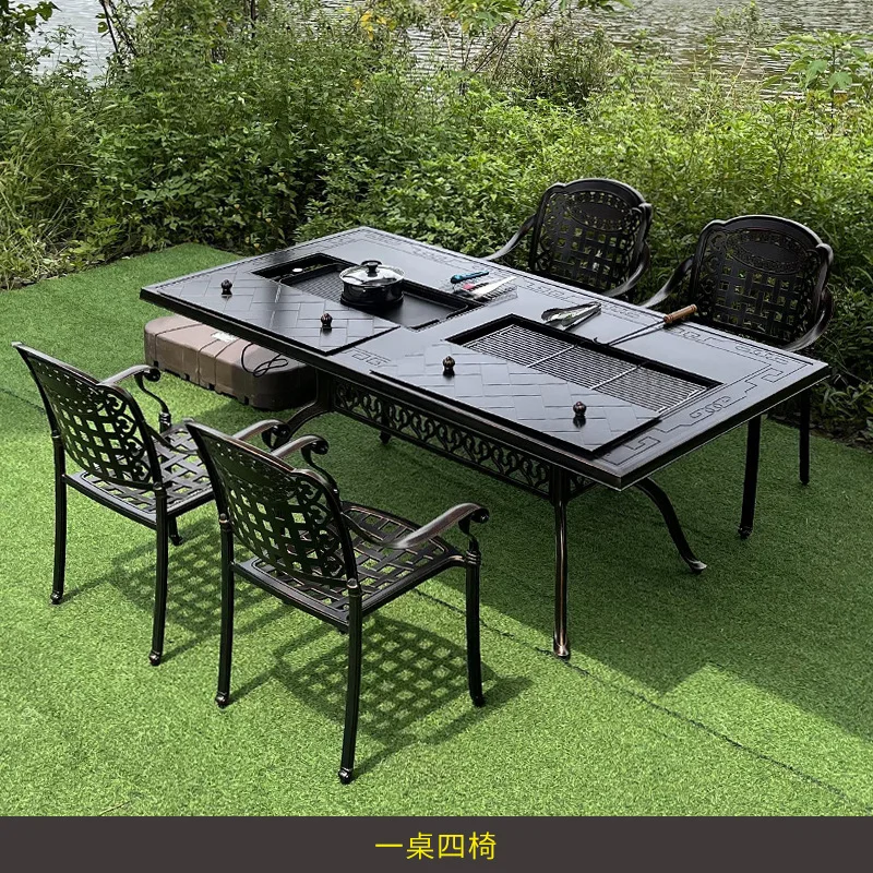 Terrace garden balcony outdoor courtyard leisure villa table and chair wrought iron furniture combination