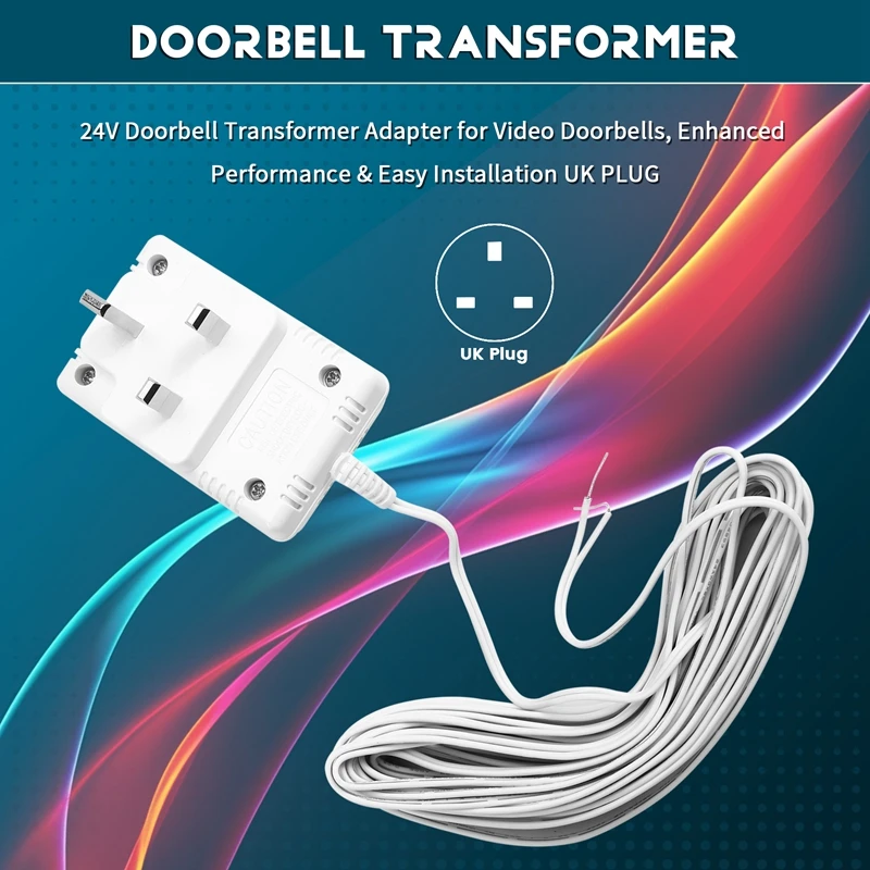 24V Doorbell Transformer Adapter  For Video Doorbells Enhanced Performance & Easy Installation UK Plug