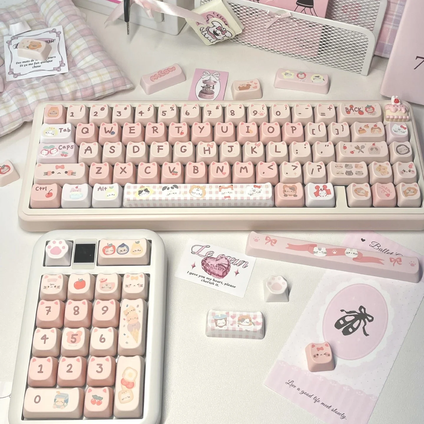 MAO Height Headgear Meow Meow 140 Cute Cross Sublimation Mechanical Keyboard Keycaps
