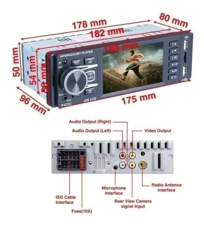 Central Multimedia Mp5 1din Bluetooth Usb Mirrening Fm Sd