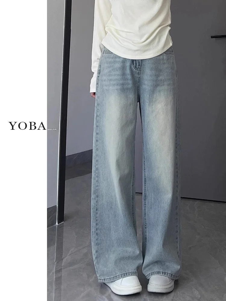 

Loose Straight Leg Light Wash Jeans for Women Winter New Style Slimming Drapey Pear Shaped Body Wide Leg Pants Casual Style