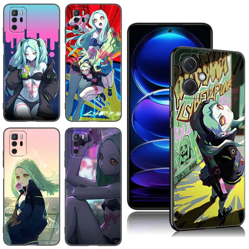 Rebecca Cyberpunk Edgerunners Black Phone Case For Xiaomi Redmi Note 10 11 11S 12 13 4G 8 9 11T Pro 5G Plus 8T 9S 10S 12S