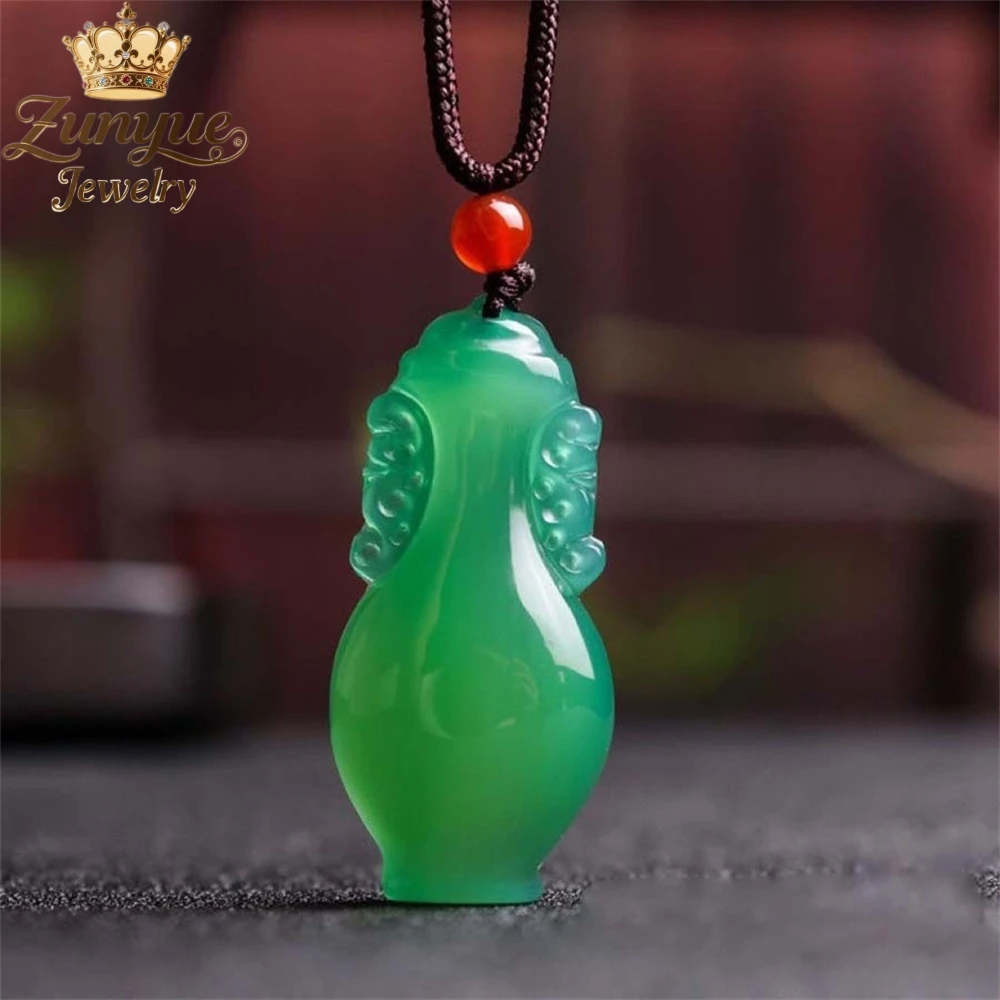 Natural Chalcedony Three-Dimensional Peace Vase Jade Pendant Luxury Quality Jewelry Fashion Jewelry Exquisite Charms Popular