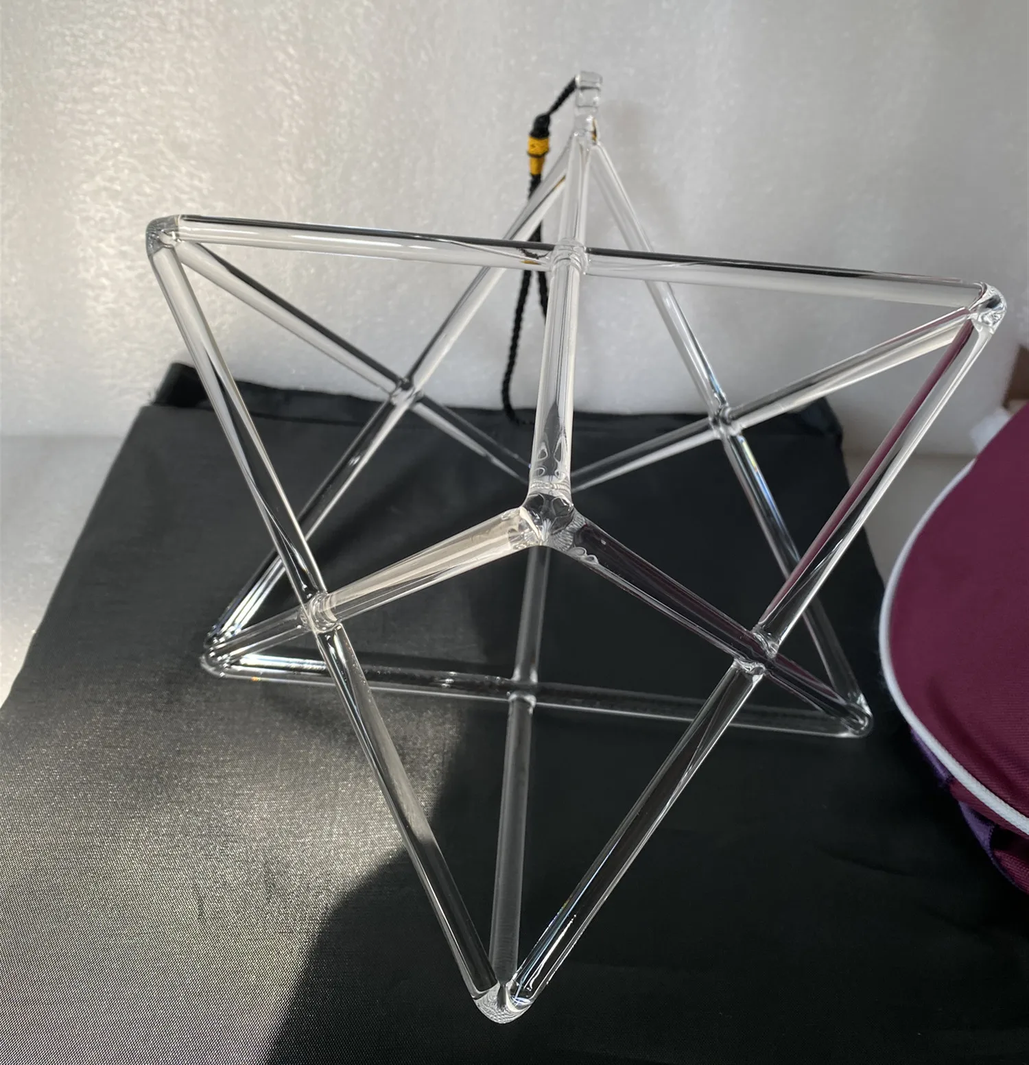 Star Linkup 9 Inches Transparent Quartz Merkaba Double Pyramid Sound Tool, Rich Resonance for Music Therapy Treatment & Overall Chakra Energy Alignment Healing