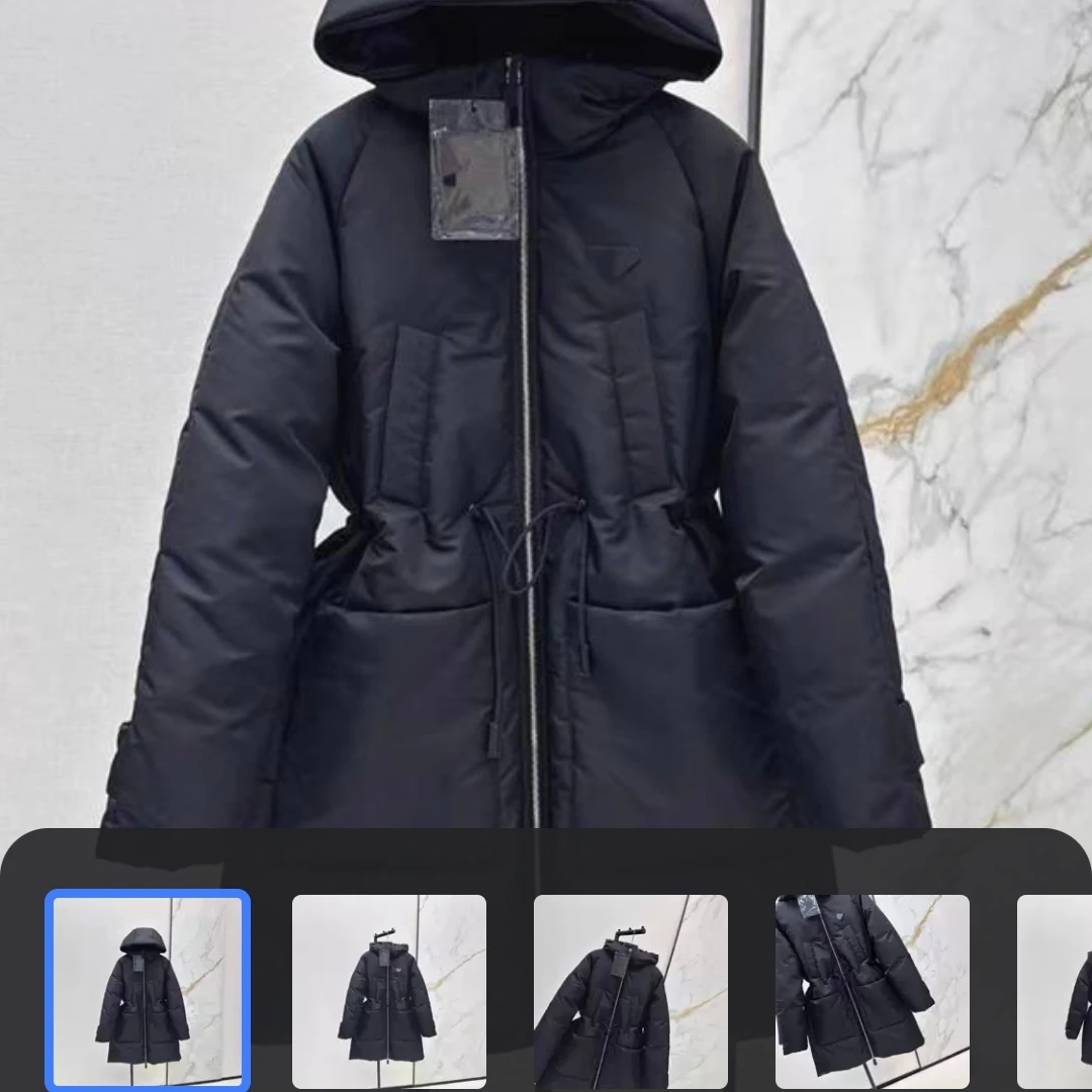 

Women's down Jaet Hooded Mid-Length Slimming Winter Coat Warm Thiened Long Sve Zipper Closure Color Commute Sle