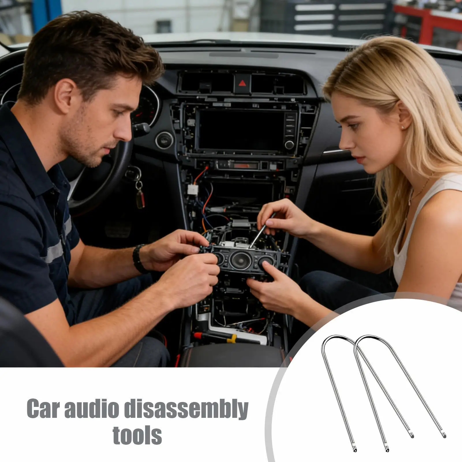 For Citroen Peugeot Radio Removal Tool U Shaped Prying Repair Key 2 Pieces Car Radio Removal Pry Tool Set For Truck SUV