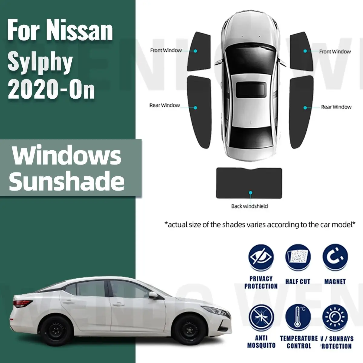 For Nissan Sylphy B18 Sentra Sedan 2020-2023 2024 Magnetic Car Sunshade Front Windshield Curtain Rear Side Window Sun Shade