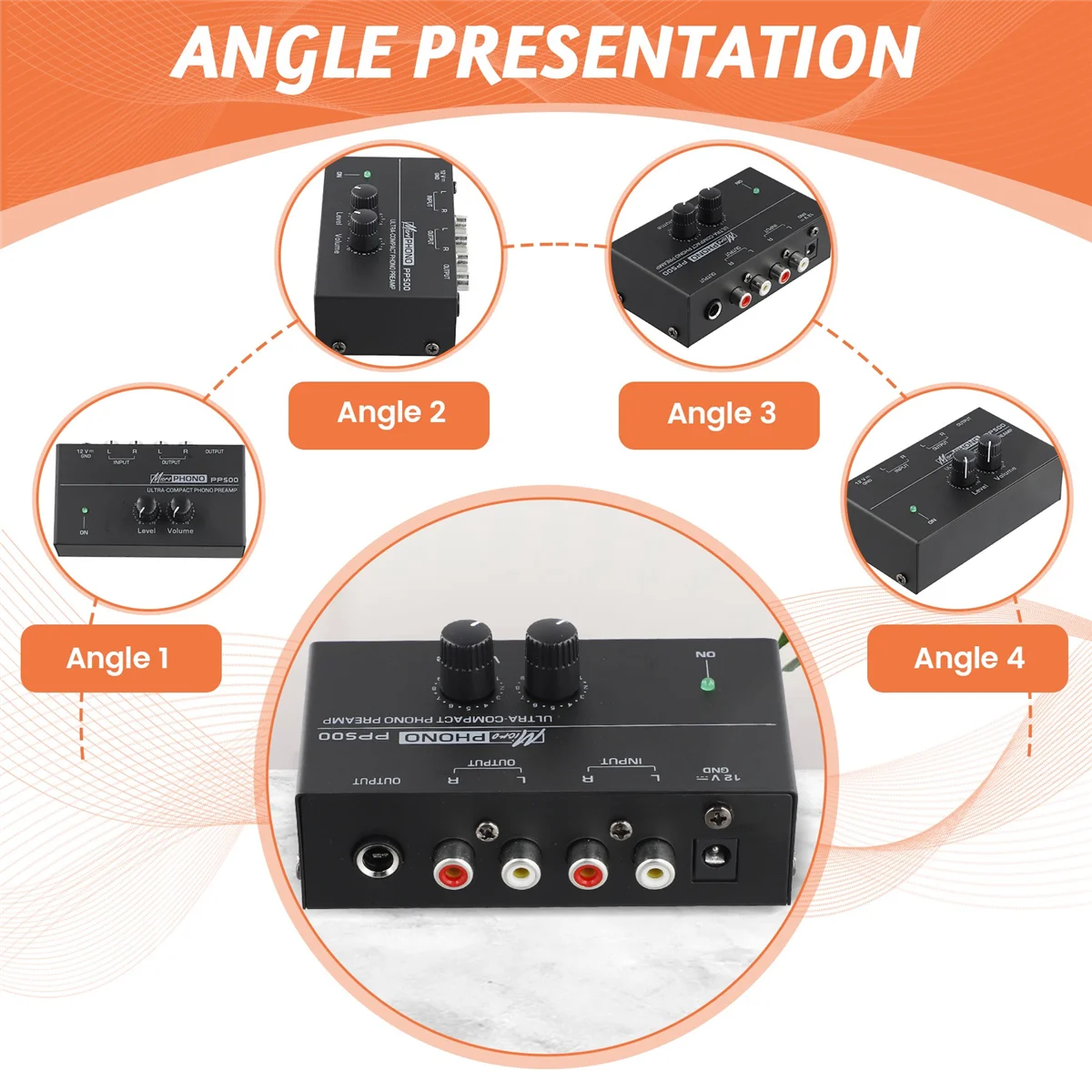 Ultra-Compact Phono Preamp PP500 with Bass Treble Balance Volume Adjustment Pre-Amp Turntable Preamplificador US Plug