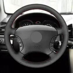 Braids on Car Steering Wheel For Mercedes Benz S Class W220 S430 S350 S500 S600 CL C215 1999-2006 Leather Cover Trim Accessories