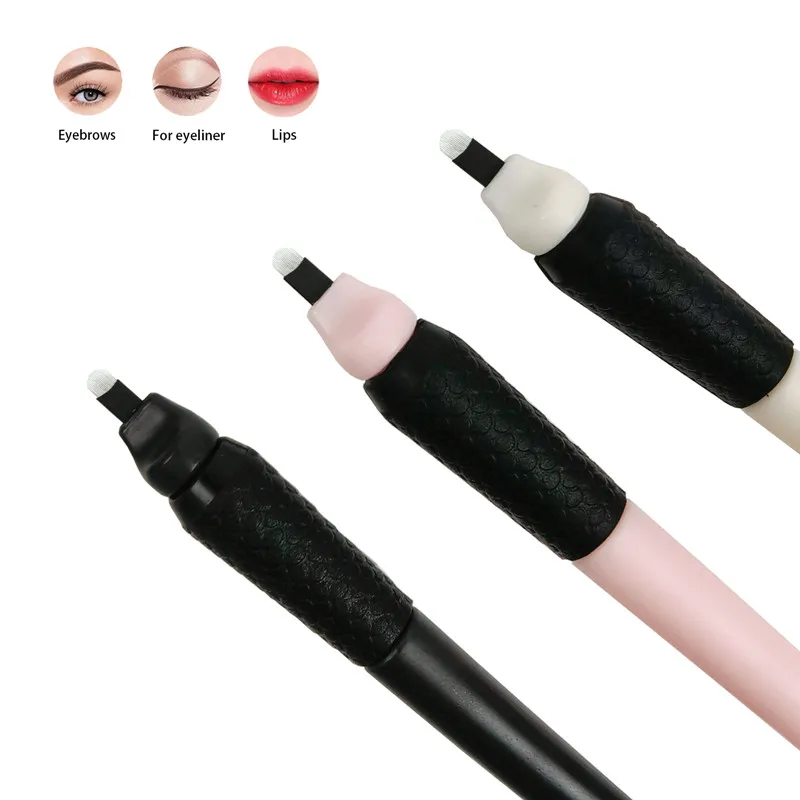 Nieuwe Tricolor 10/50Pcs 0.15/0.18/0.2Mm Wegwerp Microblading Pen Gesteriliseerde Permanente Make-Up Wenkbrauw Tattoo tool Met U Blades