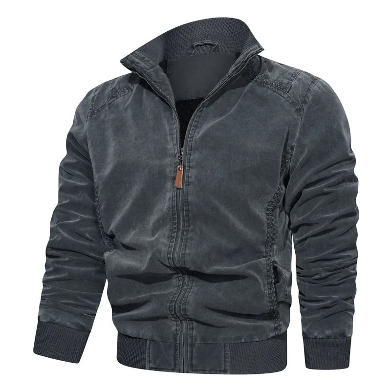 

Мужская осенняя куртка в стиле ретро из хлопка, повседневная свободная мужская куртка с воротником-стойкой, мужская одежда