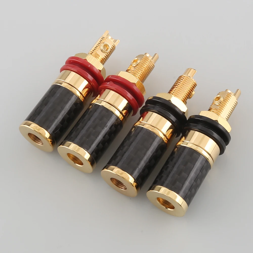 HIFI 4Pcs Gold Plated Copper Speaker Binding Post Female Banana Jack Connector HIFI Audio AMP Banana Plug  Socket  Terminal