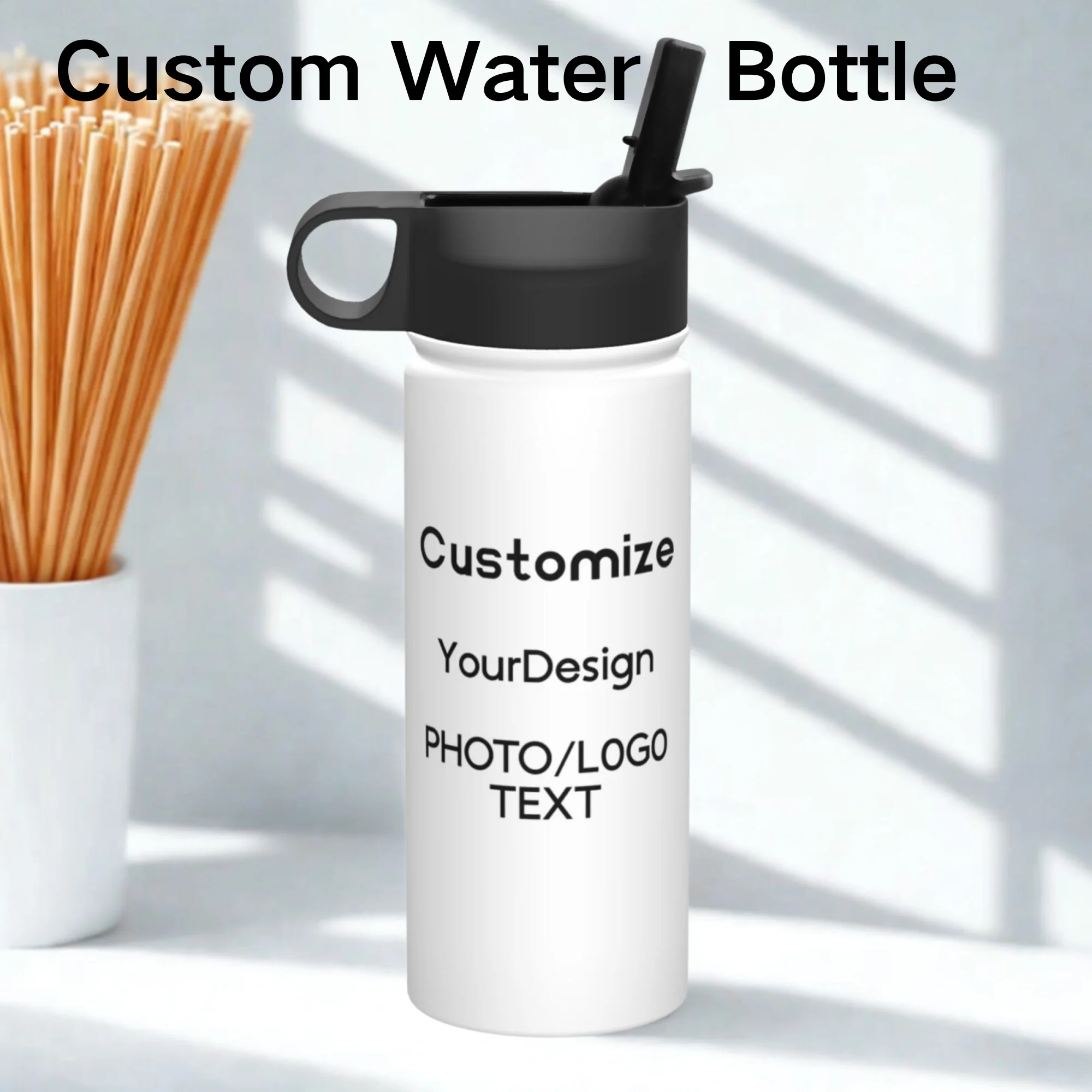 

Custom Water Bottle with Photo 18OZ 530ML Personalized Stainless Steel Cups Colorful Print LOGO Photo For Kids