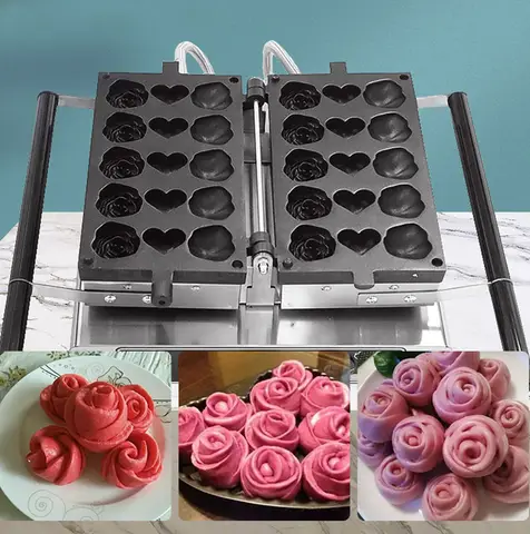 15 Holes Electric Waffle Maker Machine For Rose and Heart Shape Flower Waffle Maker Snack Machine To Make Flower Waffle Machine
