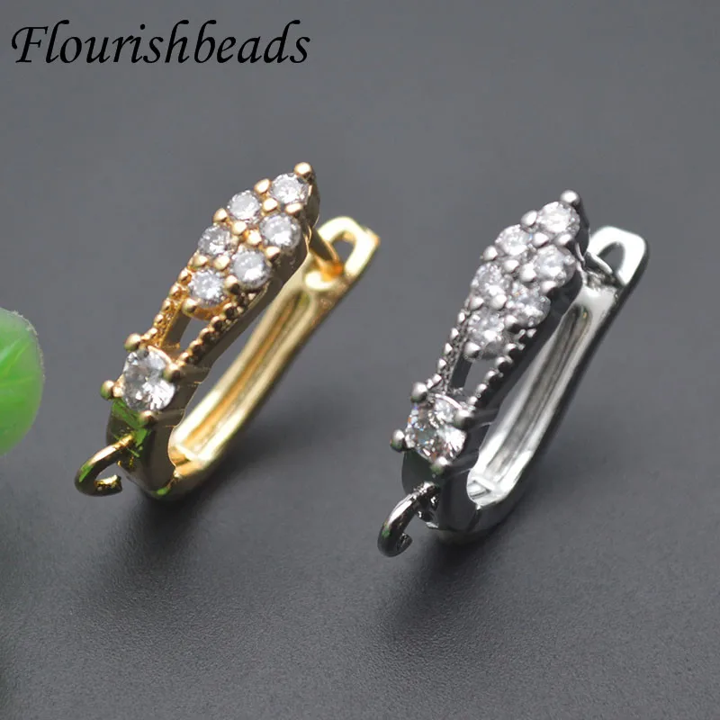 18k Brass Gold Plated Paved CZ Beads Color Remain Earring Hooks Earwire Jewelry Findings for DIY Earring Accessories Supplies