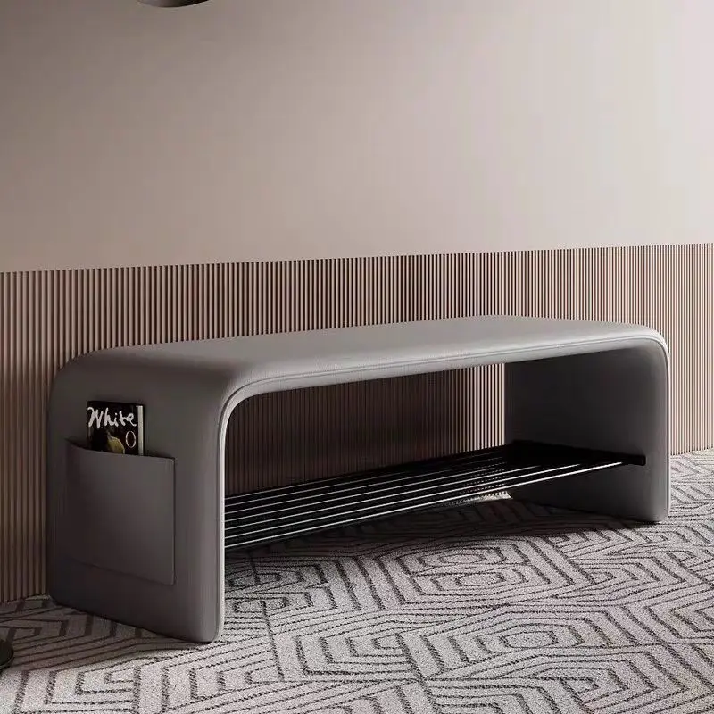 El taburete ligero de lujo y de alta gama para cambiar zapatos se puede colocar en la puerta del taburete para zapatos del hogar, zapatero integrado