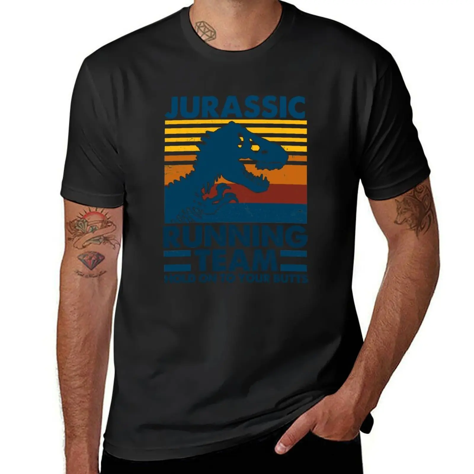 Jurassic Running Team Hold On To Your Butts T-Shirt heavyweights blanks men clothing