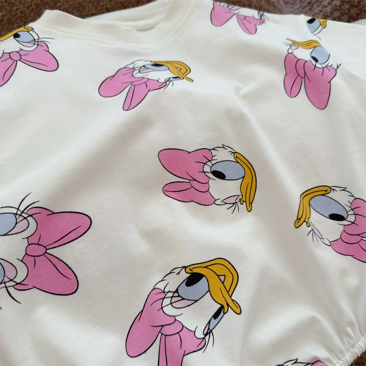 Disney Cartoon Daisy Baby Triangle Wrap Fanny Coat Cotton Soft and Comfortable Short Sleeved Girl Baby One Year Old Photo Dress