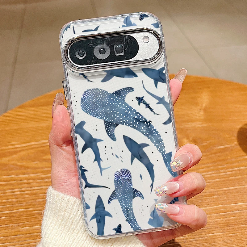 Transparente Handyhülle mit Wal-Muster für Google Pixel 10 9 8 7 Pro Pixel 9 10 Pro XL 7A 8A 9A Stoßfeste Durchsichtige Weiche TPU-Schutzhülle