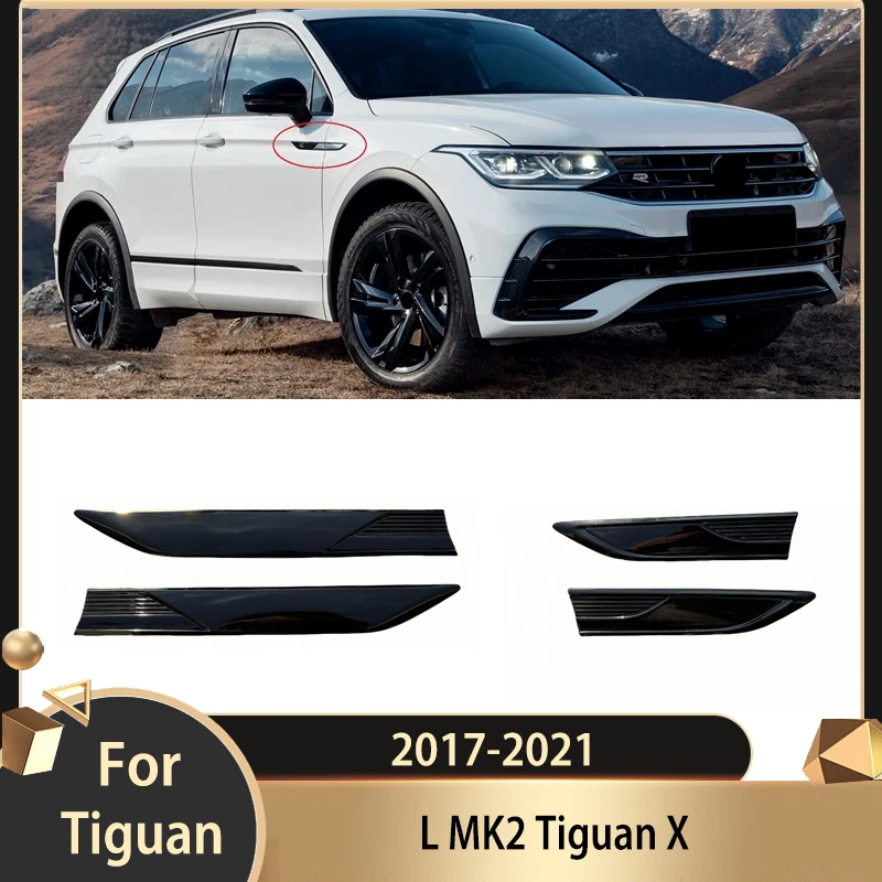 Car Body Decoration Accessories for 2017-2021 Tiguan L MK2 Tiguan X Door Sign Fender Side Marker All Black Leaf Plate Label