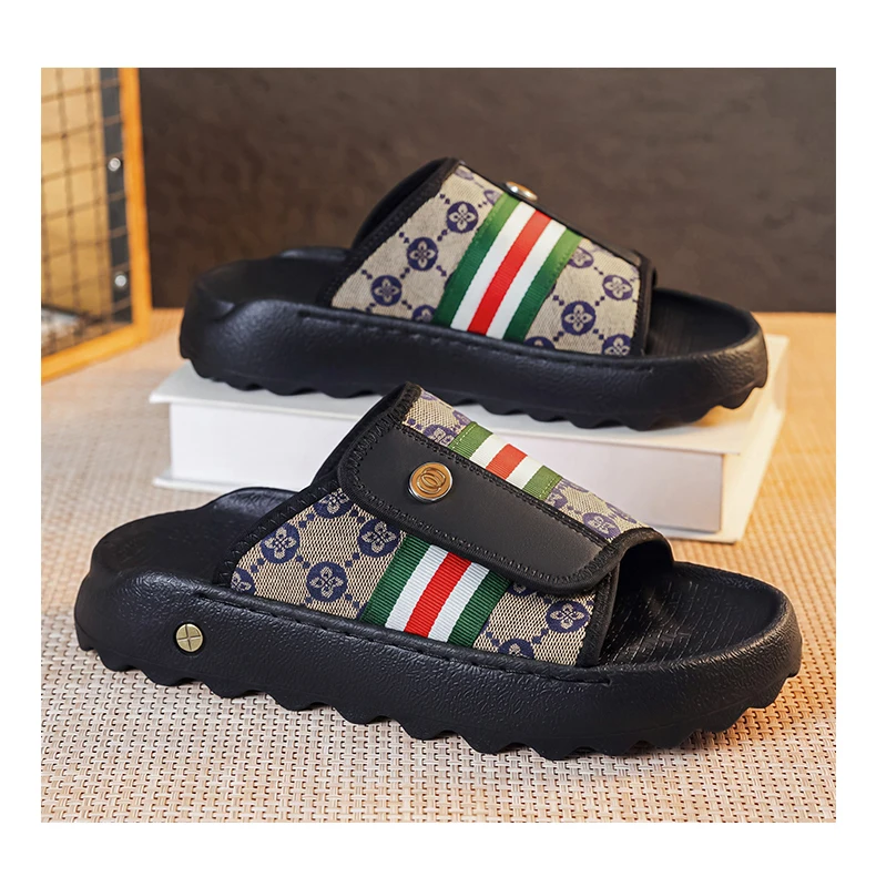 Herren-Slides mit einem Riemen, lässige Hausschuhe, neue atmungsaktive, leichte Outdoor-Strandschuhe für den Sommer, schnelltrocknende, weiche Poolsandalen mit bequemer Sohle – Detail 15