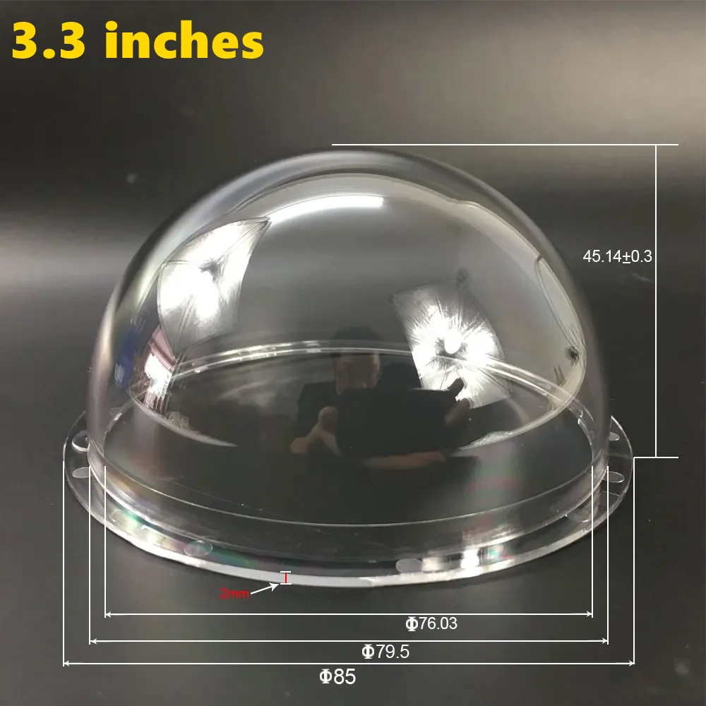 3.3 Inch Acrylic Dome Indoor / Outdoor CCTV Replacement Clear Camera  Dome Housing Cover For Hikvision, Dahua, Samsung, etc