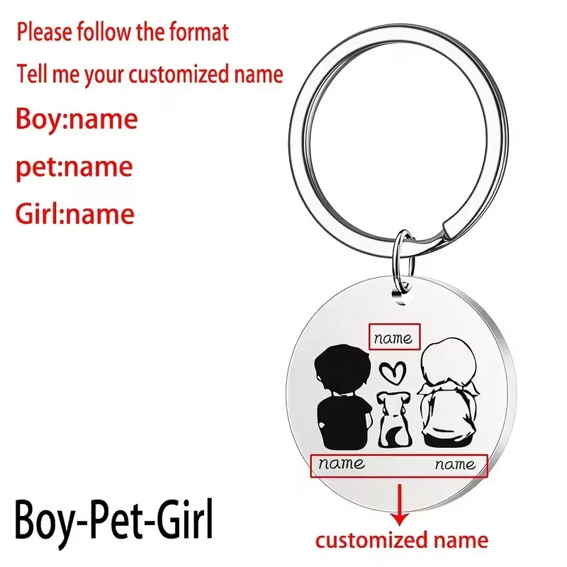 Custom Name Stainless Steel Round Keychain