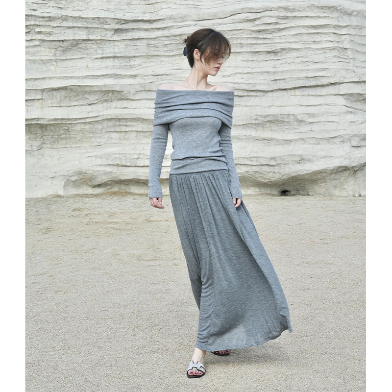 

SerioLudere ey One-oulder Knitted Top High Waist Long f Skirt Faionable Versatile Women's Clothing Spring 2024