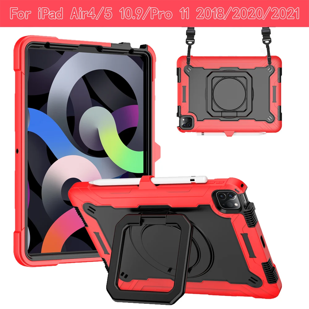 

Чехол для планшета iPad Air 5-го 4-го поколения 10,9 дюймов iPad Pro 11 11-дюймовый сверхпрочный противоударный защитный чехол с вращающейся подставкой