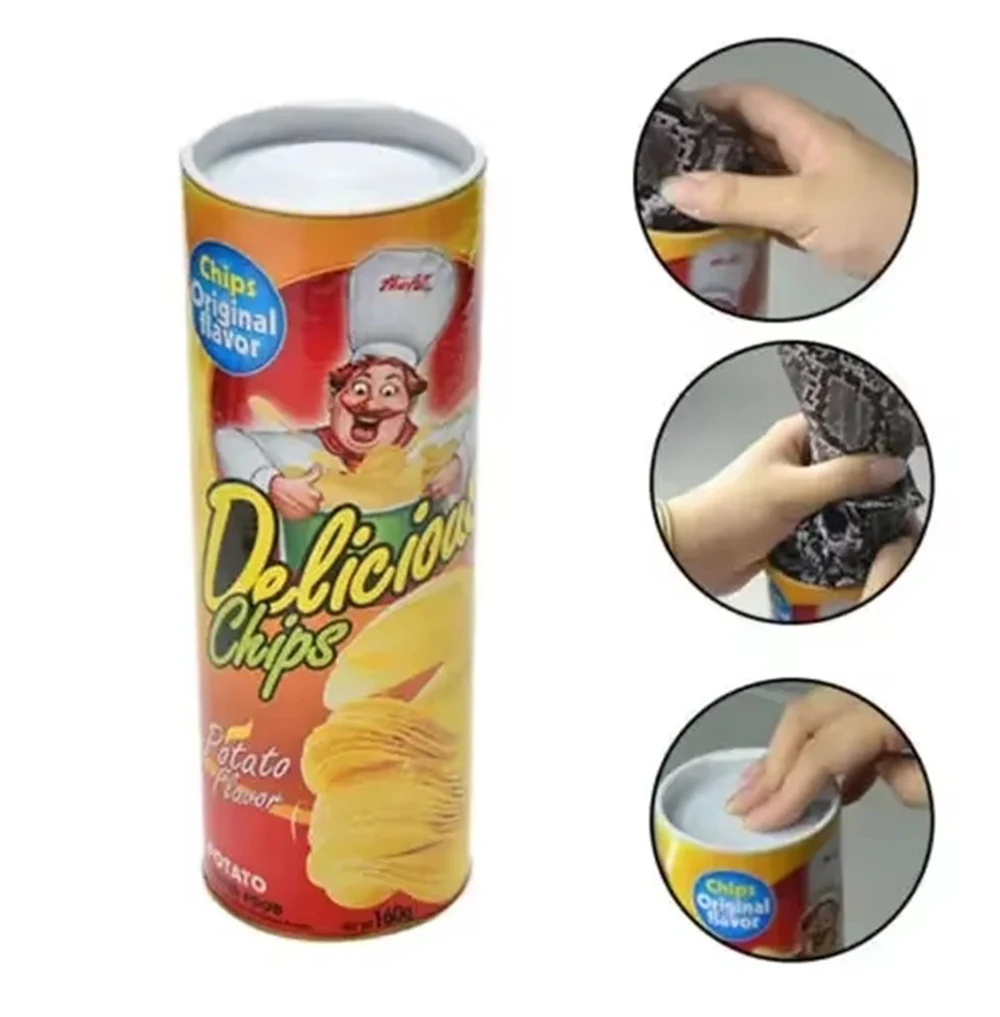 The Potato Chip Snake Stage Magic Tricks Snake Toy April Fool Day Halloween Party Jokes in A Can Gag Gift Scary Fries Fun Toys