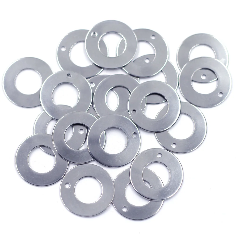 

60Pcs Stainless Steel Donut Round Circle Pendants Blank Stamping Tags Silver Tone For Charm Necklaces Jewelry DIY Finding 30mm