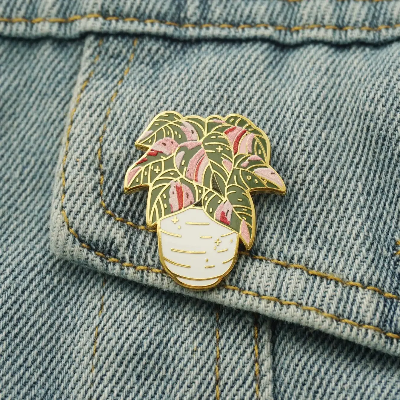 Beautiful Pink Princess Philodendron Hard Enamel Pin | Houseplant Lapel Badge Brooch for Jewelry Accessory Gift for Kids Friends